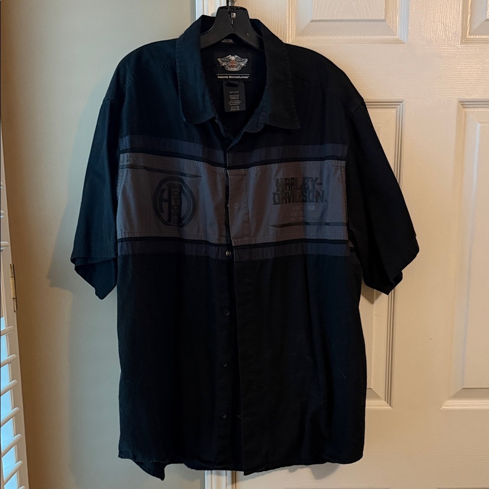Harley-Davidson Men's Black and Gray Casual Shirt